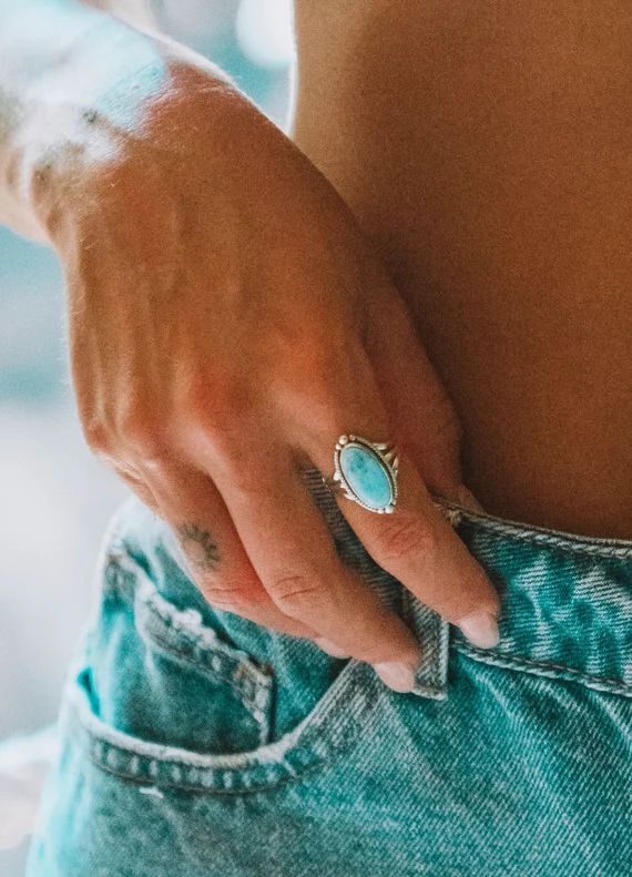 Turquoise Ring ~ Sterling Silver 925 ~ Handmade ~ Statement ~ Hippie ~ Bohemian ~ Jewelry ~Gift F... | Etsy (US)