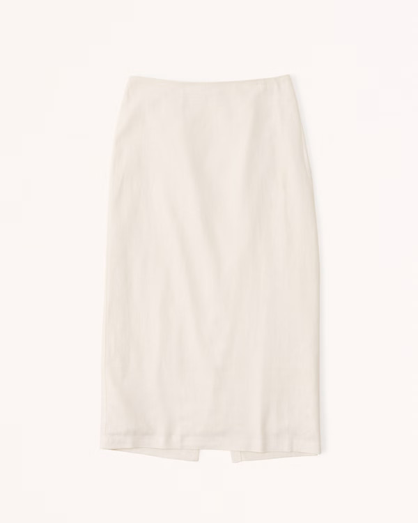 Linen-Blend Column Midaxi Skirt | Abercrombie & Fitch (US)