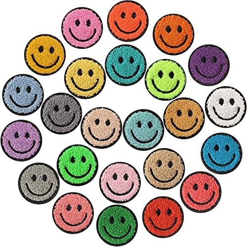 24 Pieces Cute Iron on Patch Smile Face Applique Patch Decorative Applique Patch Tears Patch Clot... | Amazon (US)
