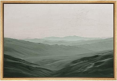 SIGNFORD Framed Canvas Wall Art Monochromatic Green Mountains and Valleys Landscape Wilderness Oi... | Amazon (US)