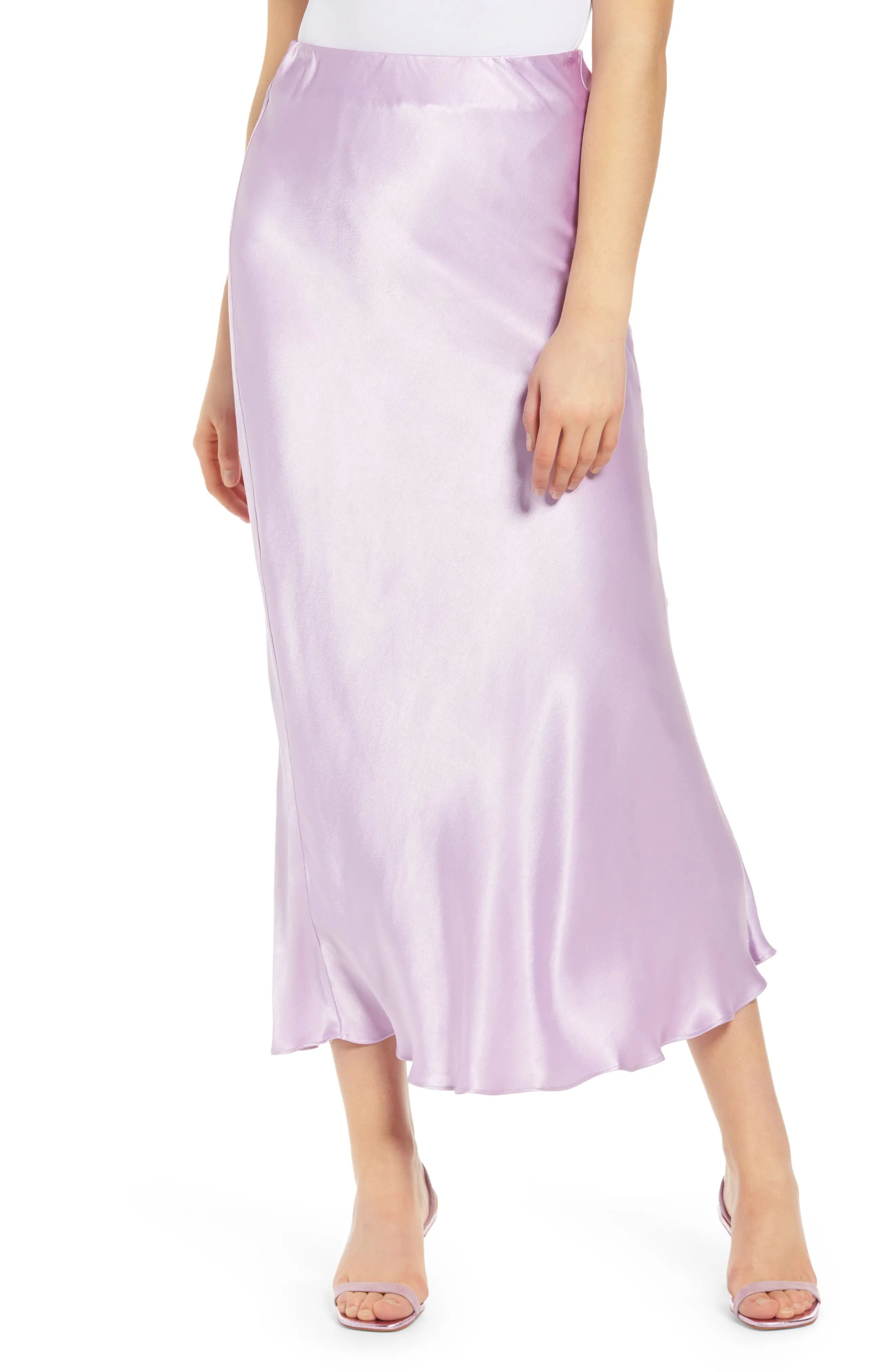 Women's Grey Lab Bias Cut Satin Skirt, Size Large - Purple | Nordstrom