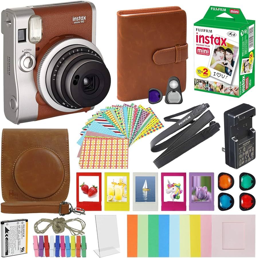 Fujifilm Instax Mini 90 Neo Classic Instant Film Camera Brown with 20 Instant Film Accessory Bund... | Amazon (US)