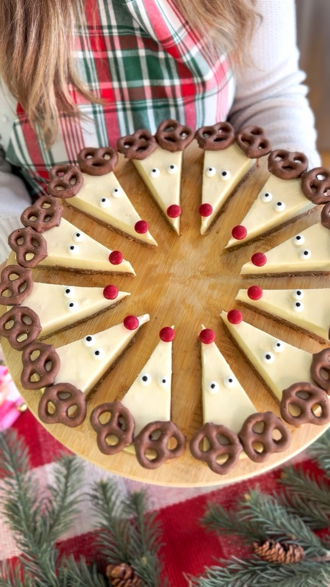 Only 4 ingredients and it took 5 minutes! 

This Rudolph the red-nosed no bake reindeer cheesecake is one of the most cutest Christmas desserts ever. I just LOVE IT! 

I decorated this premade cheesecake from the Walmart bakery  in under 5 minutes with a red M&M nose, sprinkle eyes, and chocolate pretzels for the antlers. 

Just make sure to add the red M&M’s right before serving so the color does not streak. 

The full recipe is on Best Friends for Frosting, and there is a printable version too.



#LTKHoliday #LTKSeasonal #LTKfoodie