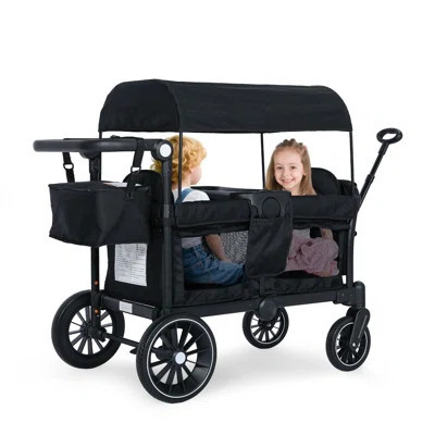 2-Seat Wagon Stroller, All-Terrain Foldable Stroller Wagon for Toddlers with Canopy, Snack Tray & Push/Pull Bar | Wayfair North America