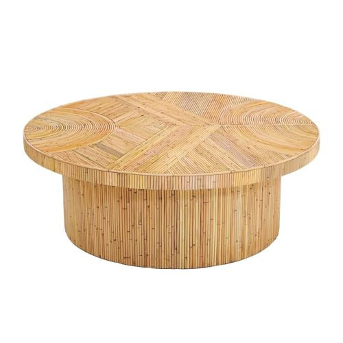 Starlight Canyon Home Brown Rattan Coffee Table with Wood and Rattan Veneer, Mahogany Legs, Warm Finish, Ideal for Living Room and Patio Spaces | Amazon (US)