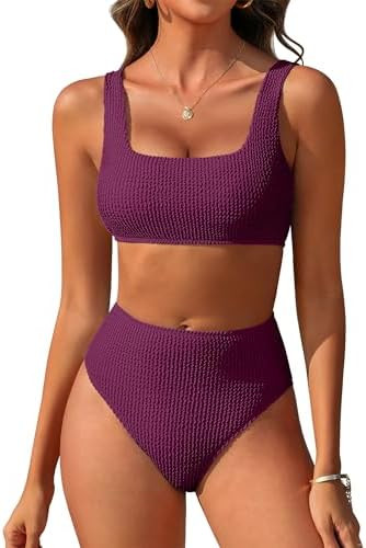 ANRABESS Women Swimsuits Two Piece Bikini Set High Waisted Ribbed Tummy Control Modest Bathing Su... | Amazon (US)