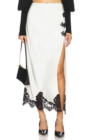 Stone Cold Fox x REVOLVE Camila Midi Skirt in Ivory & Black from Revolve.com | Revolve Clothing (Global)