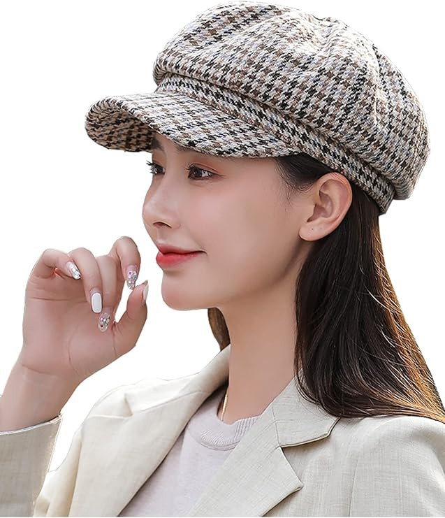 Women's Newsboy Cap Retro Plaid Octagonal Hat Outdoor Sun Hats Casual Cap Painter Hat for Women P... | Amazon (US)