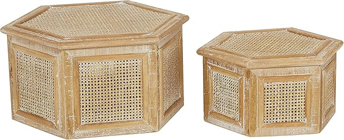 Deco 79 Wood Box with Lid, Set of 2 11", 7"W, Brown | Amazon (US)