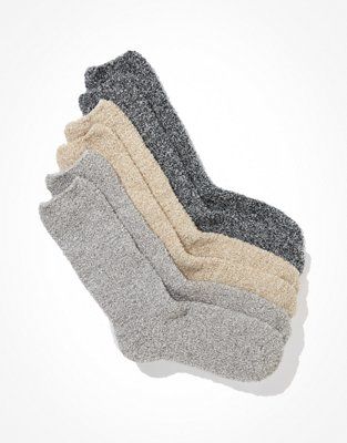 AEO Marled Fuzzy Socks 3-Pack | American Eagle Outfitters (US & CA)