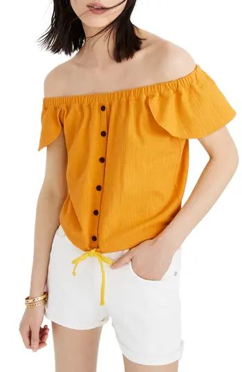 Women's Madewell Texture & Thread Off The Shoulder Top, Size X-Small - Yellow | Nordstrom