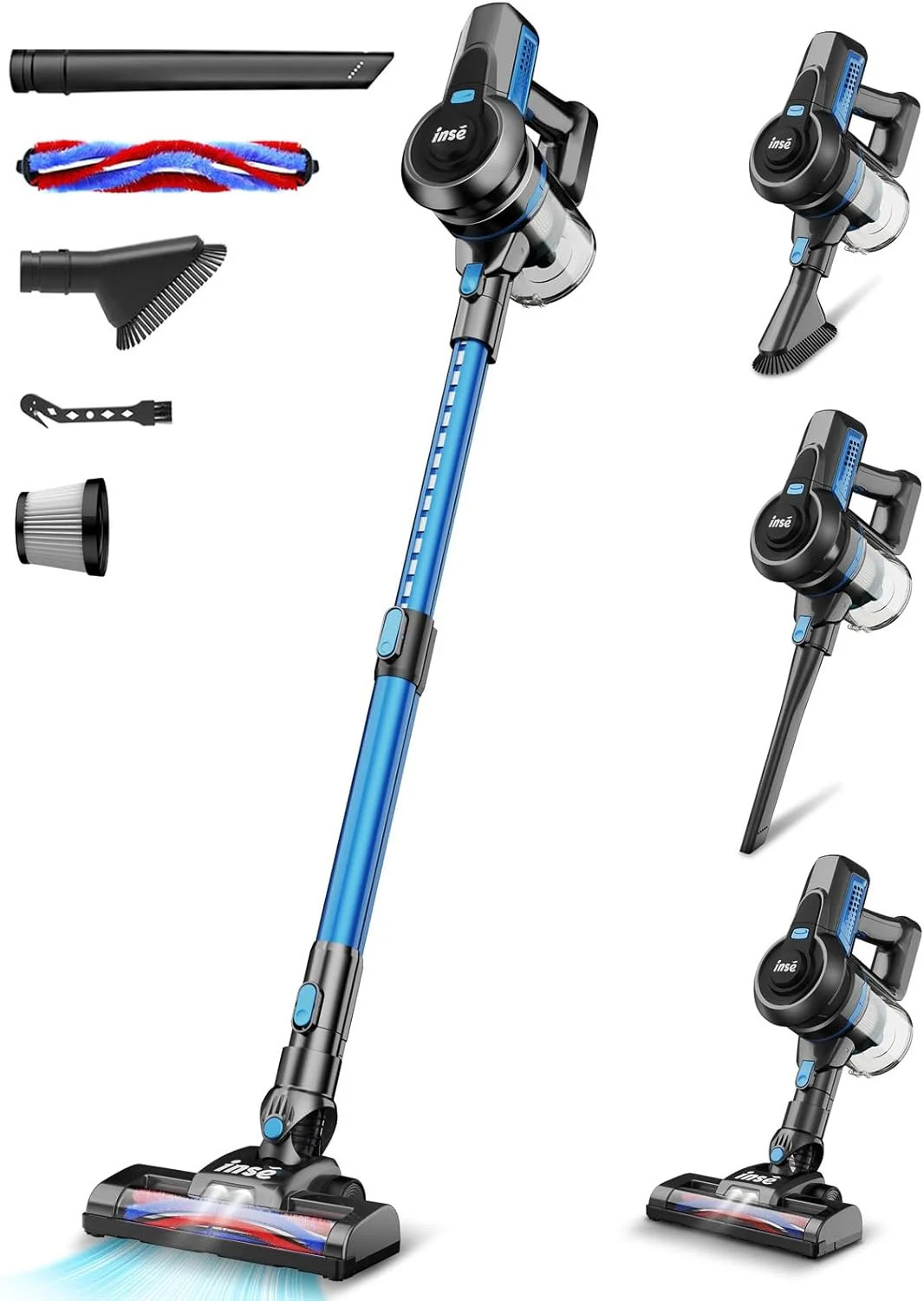 INSE Cordless Vacuum Cleaner, 6-in-1 Powerful Stick Vacuum, 20kPa Rechargeable Vacuum with 2200mA... | Walmart (US)