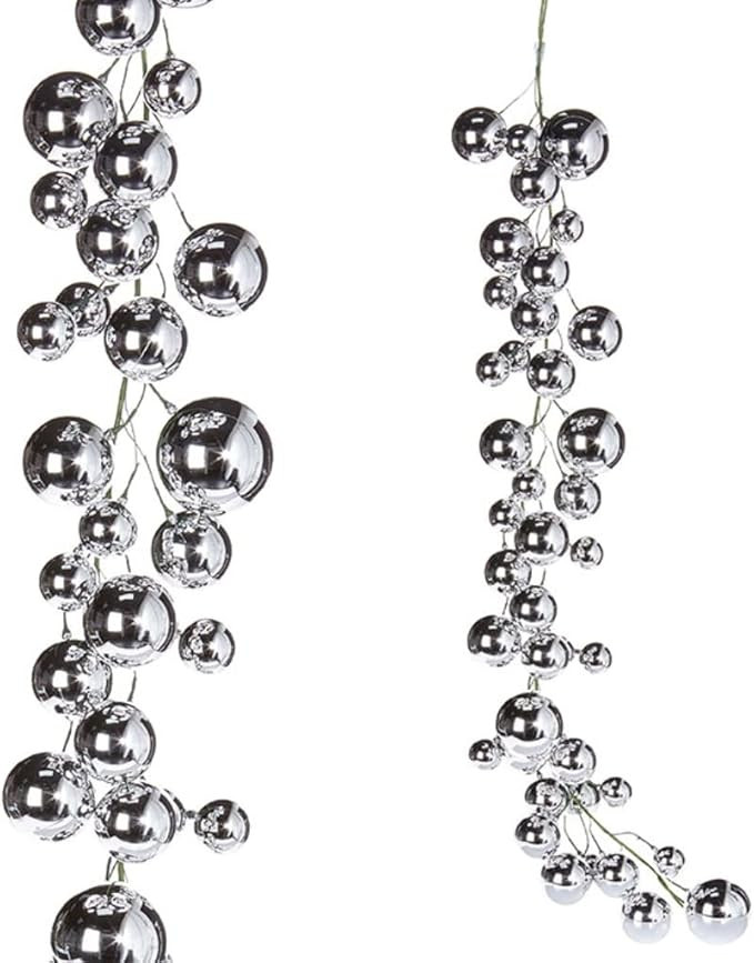 RAZ Imports Silver Ball Christmas Garland 4 Feet Long | Amazon (US)