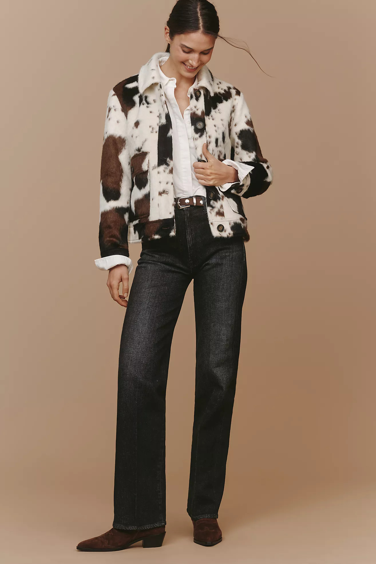 MOTHER Rambler Zip High-Rise Straight jeans | Anthropologie (US)