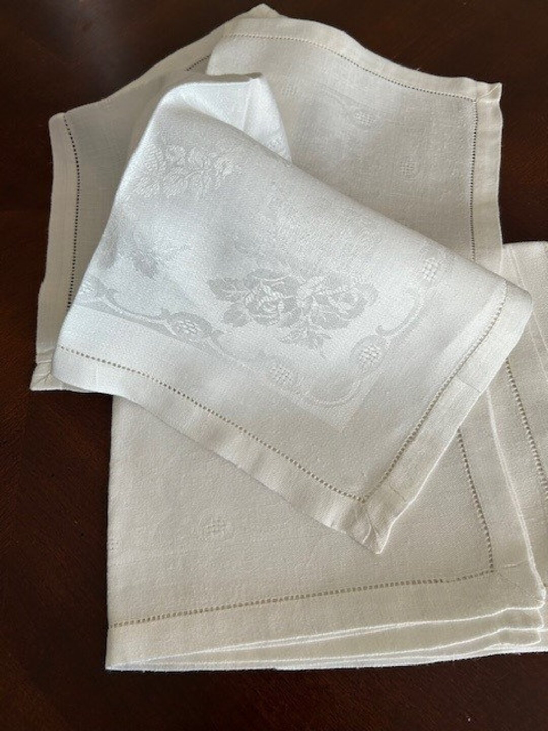 7 Elegant Irish Linen Double Damask Hemstitched Napkins 17X17 Inches. MINT Condition. - Etsy | Etsy (US)