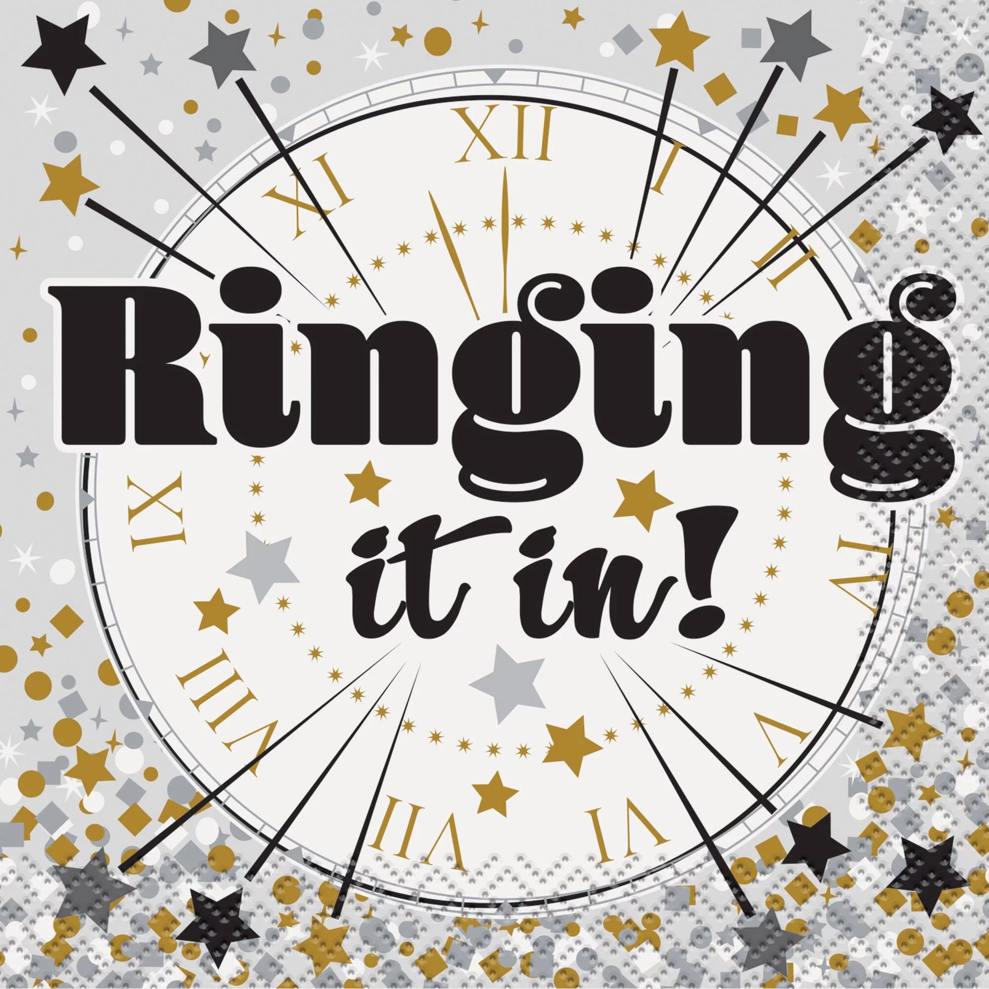 Ringing It In New Years Eve Cocktail Napkins, 5in, 16ct | Walmart (US)