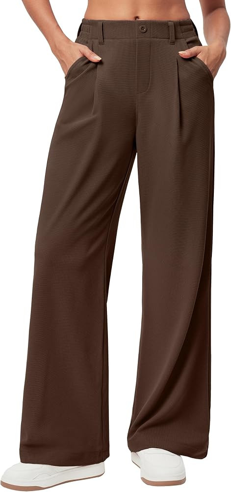 Stretchy Pull on Slacks Trousers, Wrinkle-Resistant, 2 Side Pockets, Comfy for All-Day Wear, Busi... | Amazon (US)