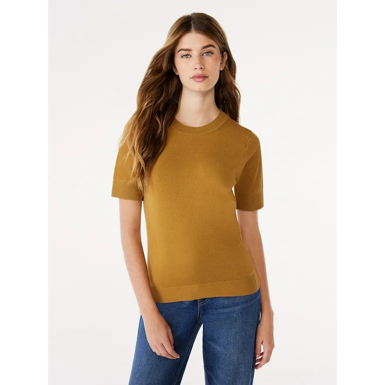 Free Assembly Women’s Crewneck Sweater with Short Sleeves, Lightweight, Sizes XS-XXL | Walmart (US)