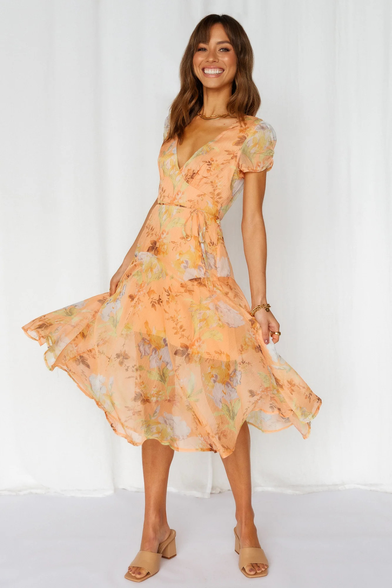 Home With You Midi Dress Orange | Hello Molly (AU)