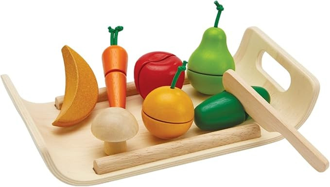 PlanToys Wooden Assorted Fruit and Vegetable Food Set (3416) | Sustainably Made from Rubberwood a... | Amazon (US)