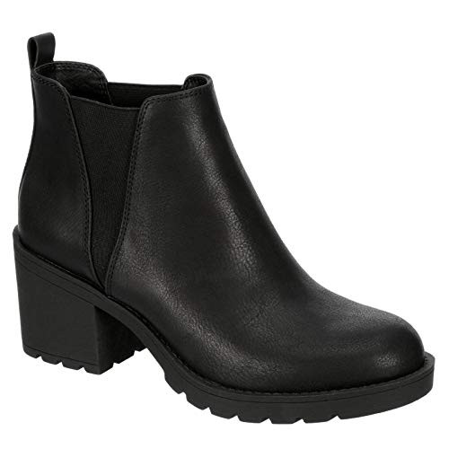 XAPPEAL Laura - Women's Block Heel Slip-On Chelsea Boot with Lug Sole Black, Size 10.0 Medium Width | Amazon (US)