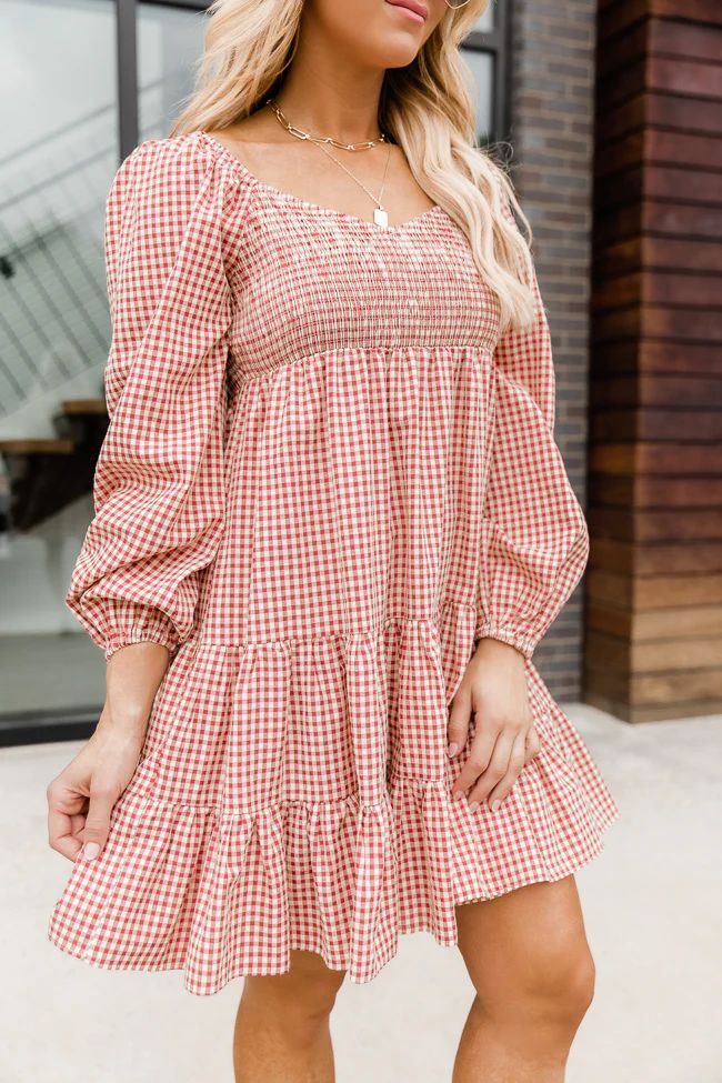 Apple Picking Red Gingham Mini Dress | The Pink Lily Boutique