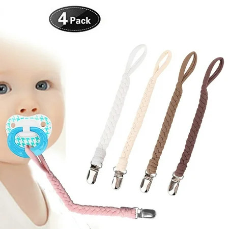 Pacifier Clip Baby Holder Leash Teething Toy By Hand-Made Braided Securing Clip | Walmart (US)