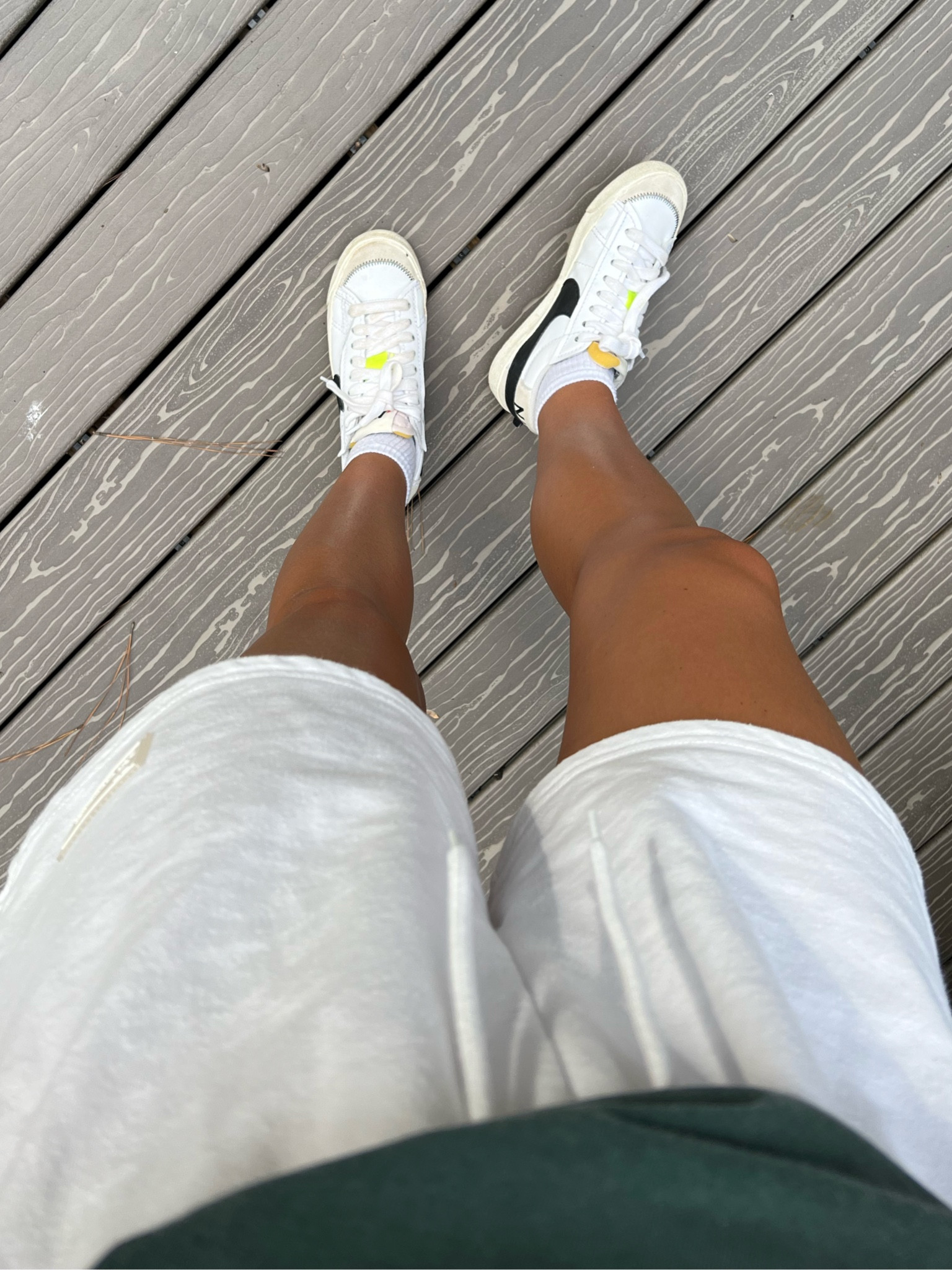 sneakers, sweat shorts, casual fits 