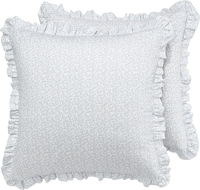 Laura Ashley - Euro Shams, 100% Smooth Cotton with Envelope Closure & Ruffled Edges, Throw Pillow... | Amazon (US)