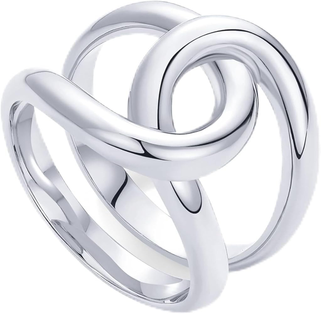 PAVOI 14K Gold Plated Chunky Interlock Statement Ring for Women | Interloop Band Thick Link Stack... | Amazon (US)