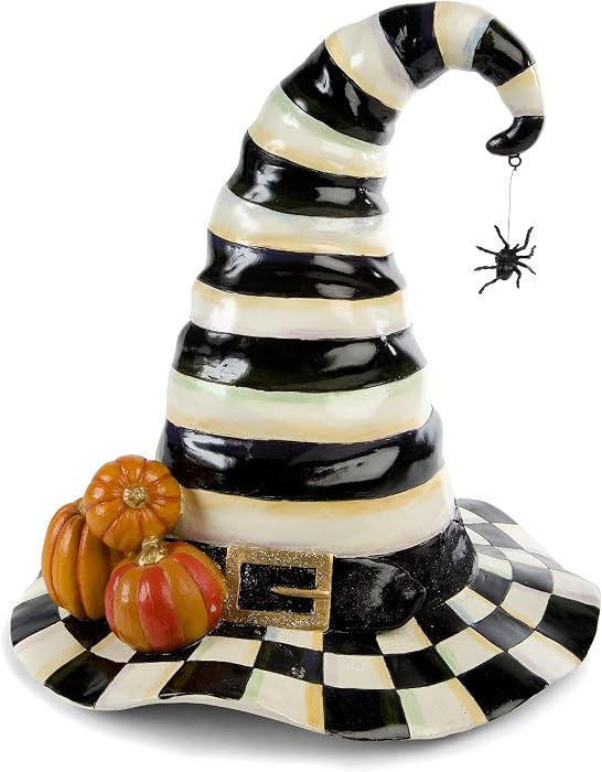 MACKENZIE-CHILDS Courtly Stripe Witch’s Hat, Black-and-White Witch Hat Decor, Halloween Home Decor | Amazon (US)