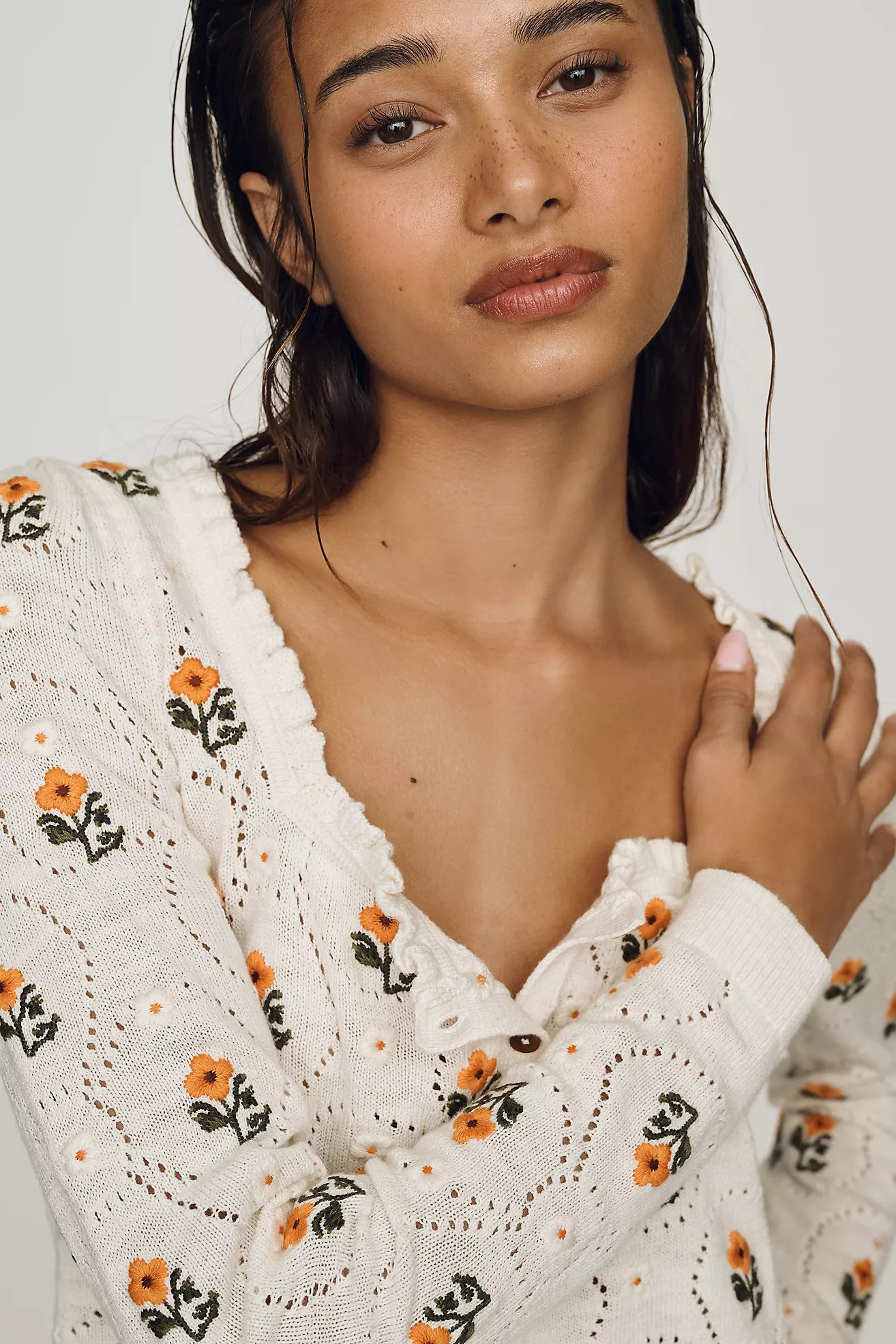 Pilcro Square-Neck Embroidered Sweater | Anthropologie (US)
