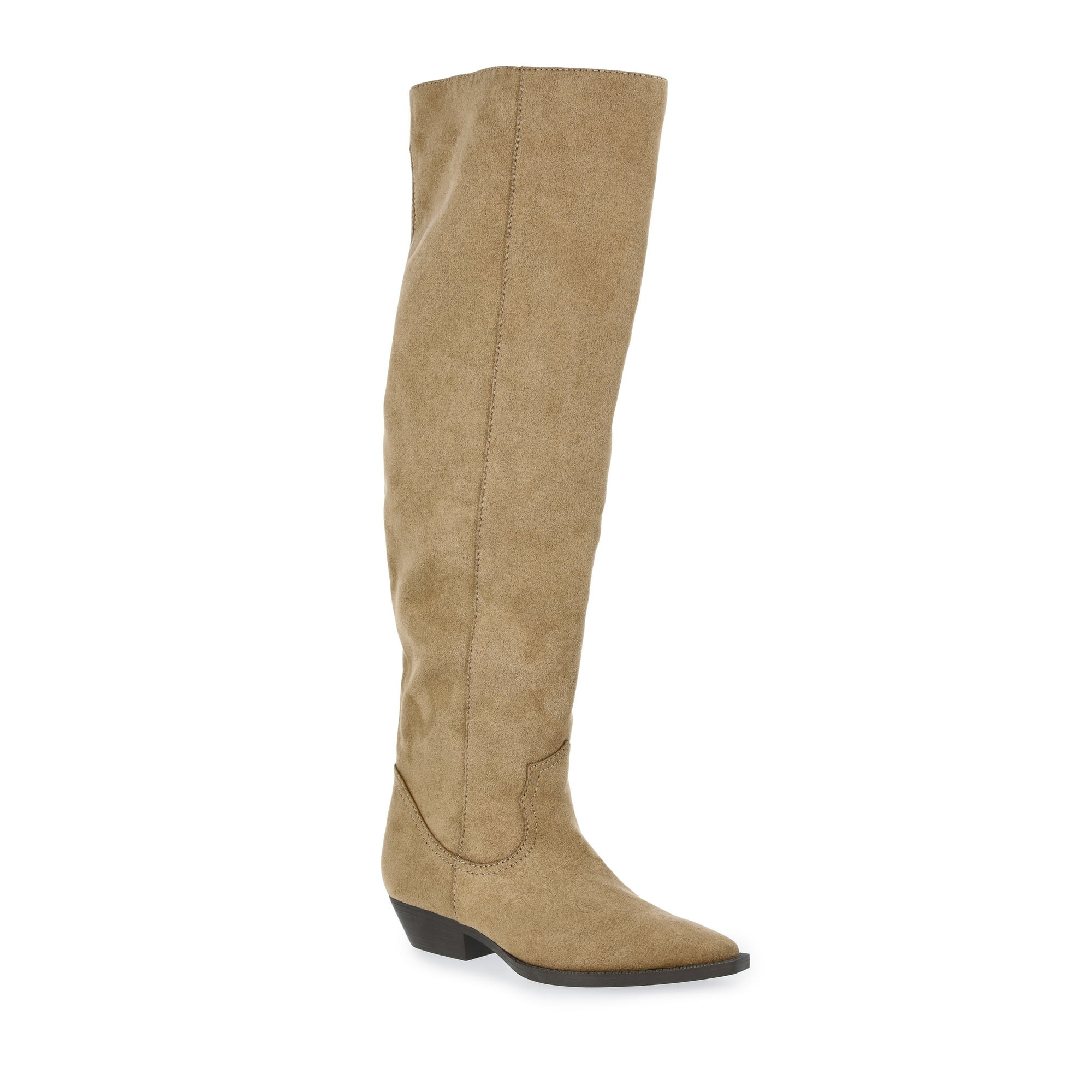 Time and Tru Women's Faux Suede Western Over The Knee Boots | Walmart (US)