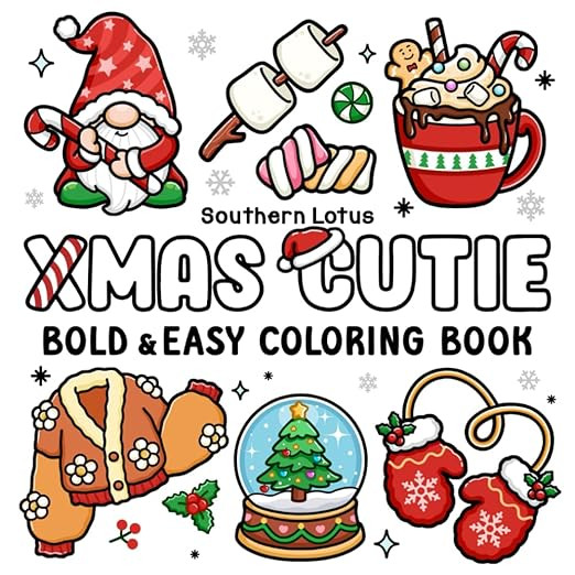 Xmas Cutie: Coloring Book for Adults and Teens With Adorable Christmas Objects and Holiday Stuff,... | Amazon (US)