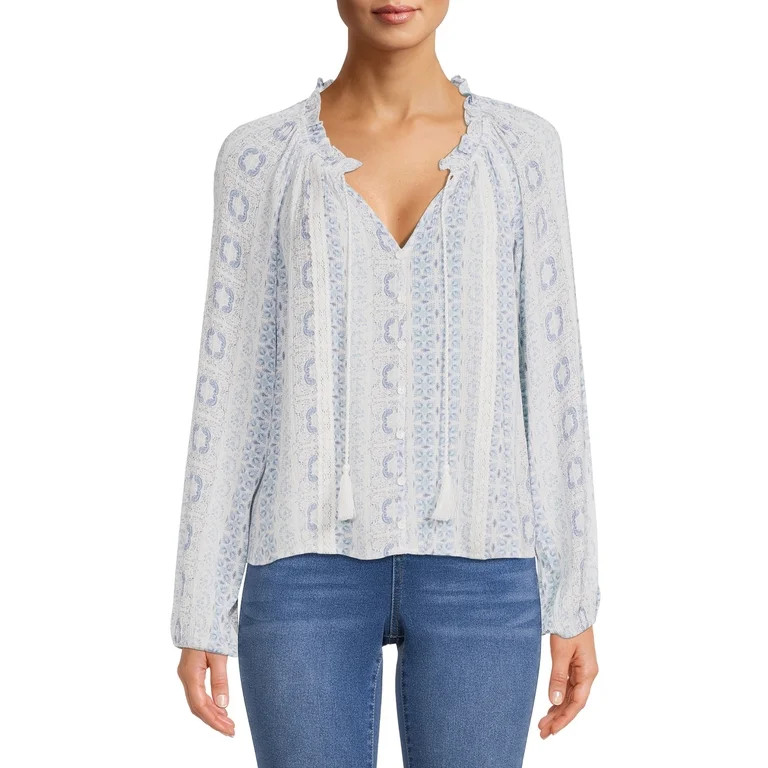 No Boundaries Junior's Print Peasant Top | Walmart (US)