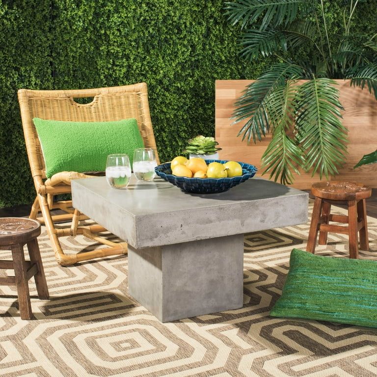 Safavieh Tallen Outdoor Modern Concrete Coffee Table - Dark Grey | Walmart (US)