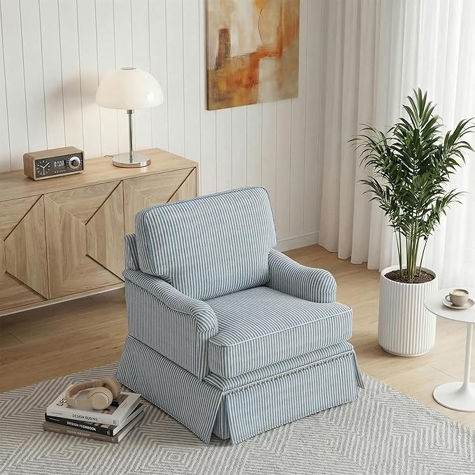 Swivel Accent Chair, Mid Century Chenille Upholstered Armchair for Living Room, Comfy Modern Club... | Amazon (US)