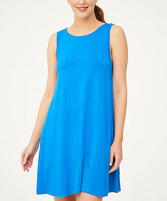 LOFT Outlet Women's Casual Dresses Deep - Deep Cerulean Tie-Back Swing Sleeveless Dress - Petite | Zulily