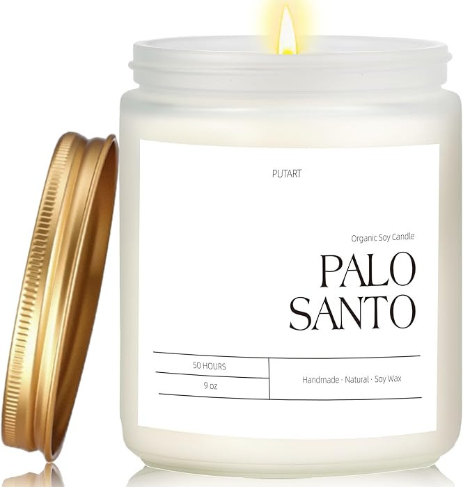 Palo Santo Highly Scented Candle for Home, 9oz Natural Soy Aromatherapy Non Toxic Candles with Es... | Amazon (US)