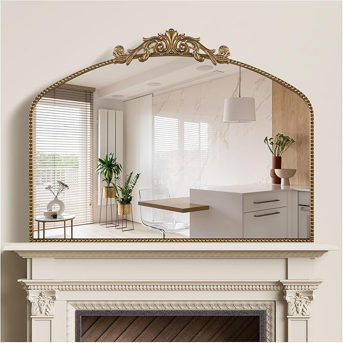 40"x30" Gold Large Antique Mirror, Vintage Baroque Mirror with Ornate Beaded Frame for Home Decor... | Amazon (US)