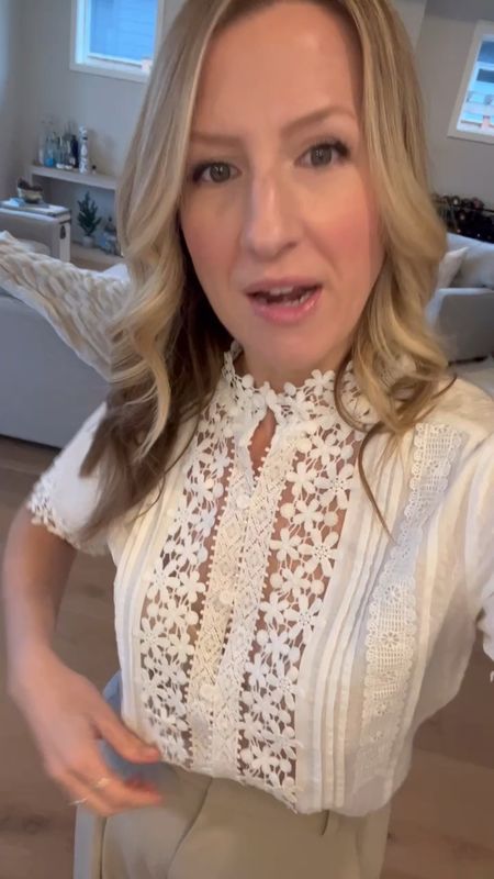 The cutest top for work or play! This embroidered crochet top is so beautifully made! I’m wearing it with high waisted slacks!

#LTKfindsunder50 #LTKworkwear #LTKsalealert