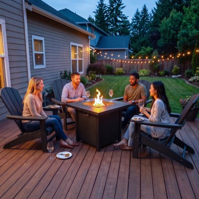 28" Propane Fire Pit, Outdoor Gas Fire Pit – 50,000 BTU Steel Fire Pit Table with Lid, Adds Warmth & Ambience to Gatherings & Parties on Patio,Garden | Target
