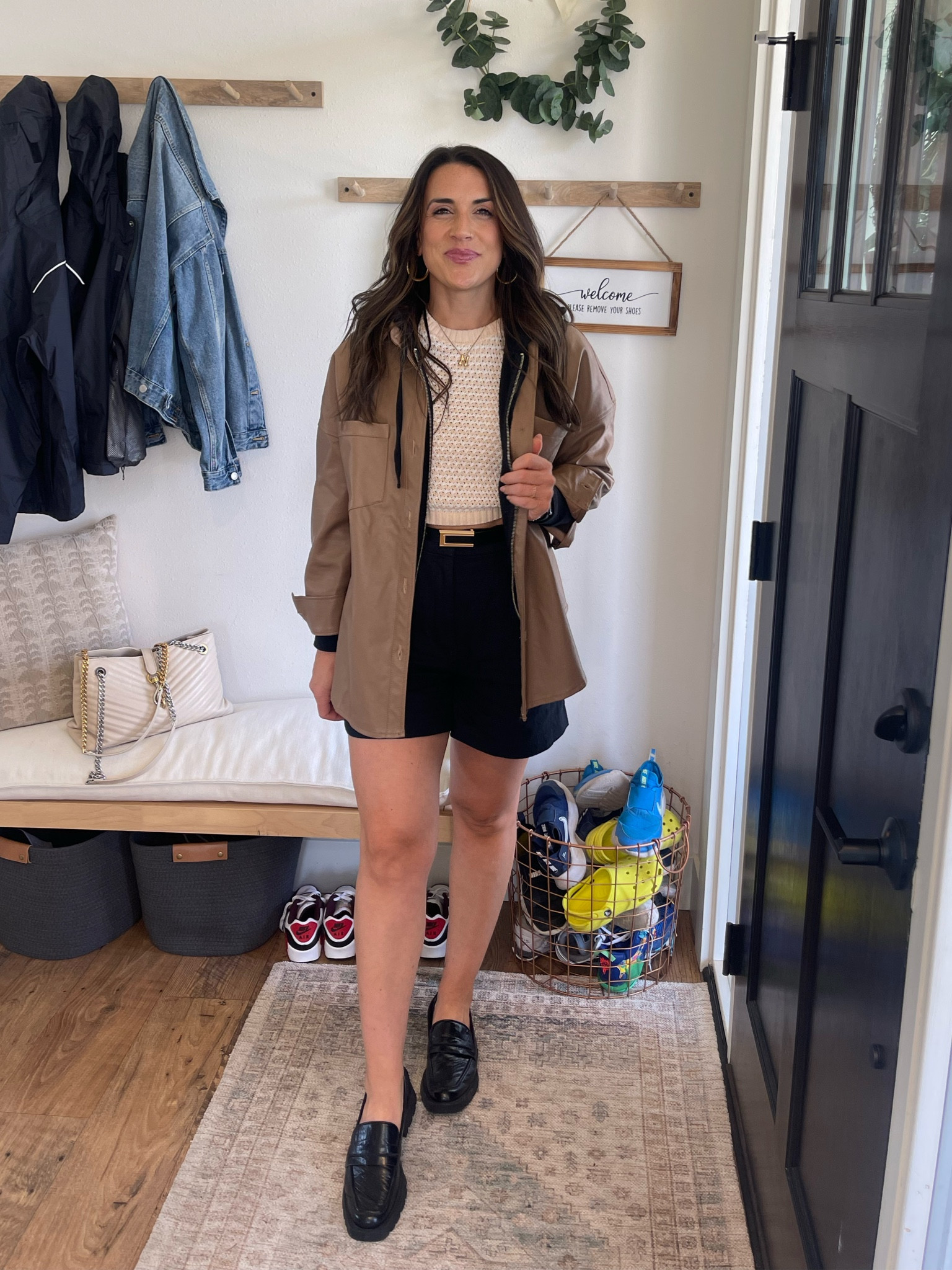 Warm weather fall outfit idea. 
Fall hues. 
Autumn style. 
What to wear in warm weather. 
Preppy style. 
Gilmore girls inspired. 
Feminine and masculine pieces. 
Neutral fashion. 
Workwear inspired  

#LTKFindsUnder50 #LTKSeasonal #LTKStyleTip