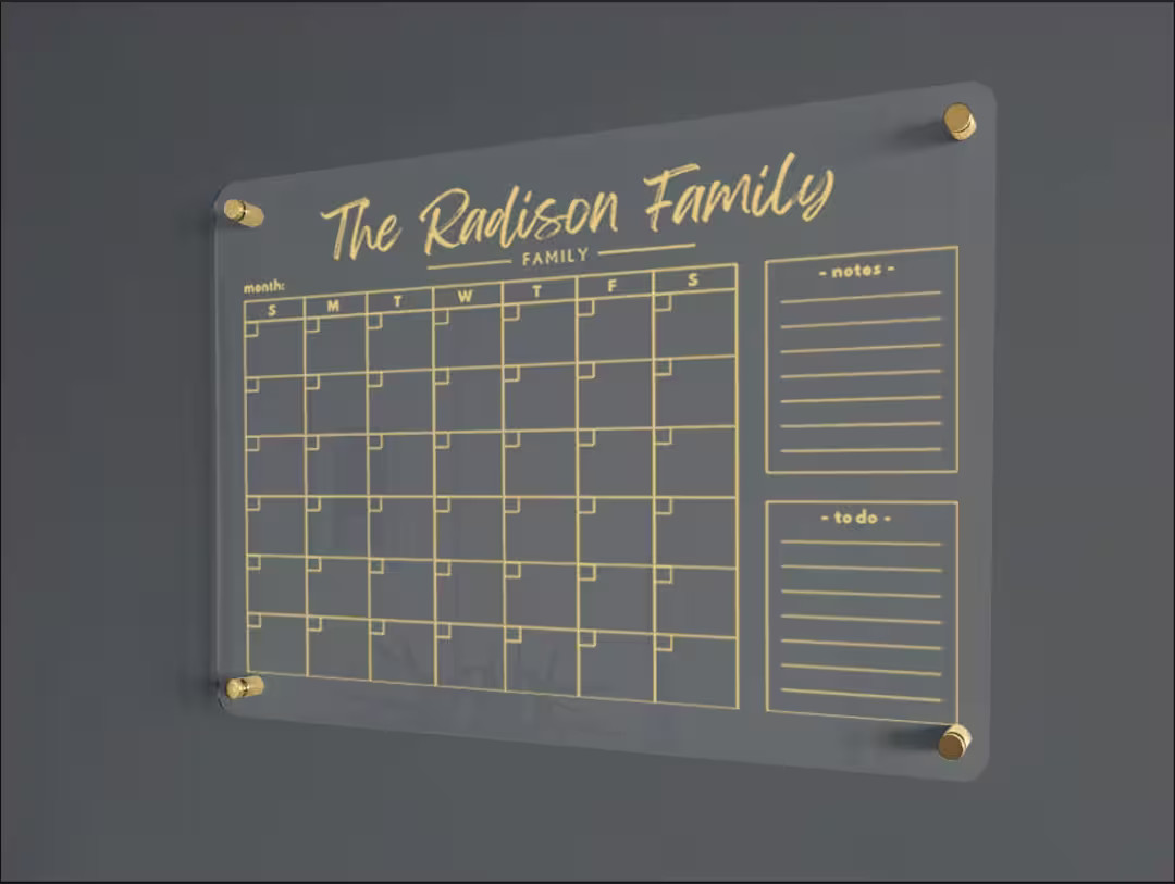 PERSONALIZED Acrylic Family Planner Wall Calendar Dry Erase - Etsy | Etsy (US)