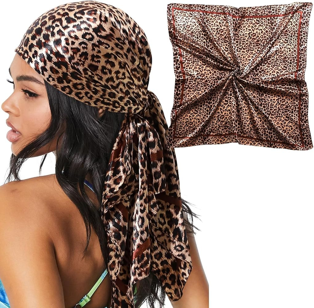 35" Large Satin Head Scarf for Women Silk Hair Scarf Solid Color Hair Bandana for Night Hair Wrap... | Amazon (US)
