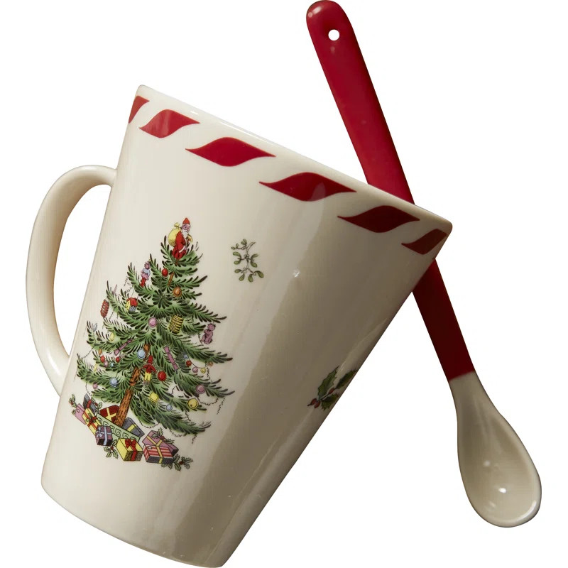 Spode Christmas Tree Peppermnt Mug W Spoon 14Oz (Set of 2) | Wayfair North America
