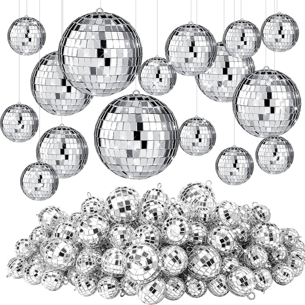 Hoolerry 65 Pcs Mirror Disco Balls Ornaments Different Sizes Bulk Reflective Hanging Disco Ball G... | Amazon (US)