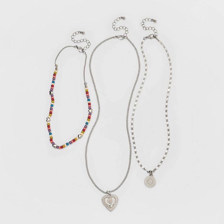 Girls&#39; 3pk Heart Locket Necklace Set - art class&#8482; | Target