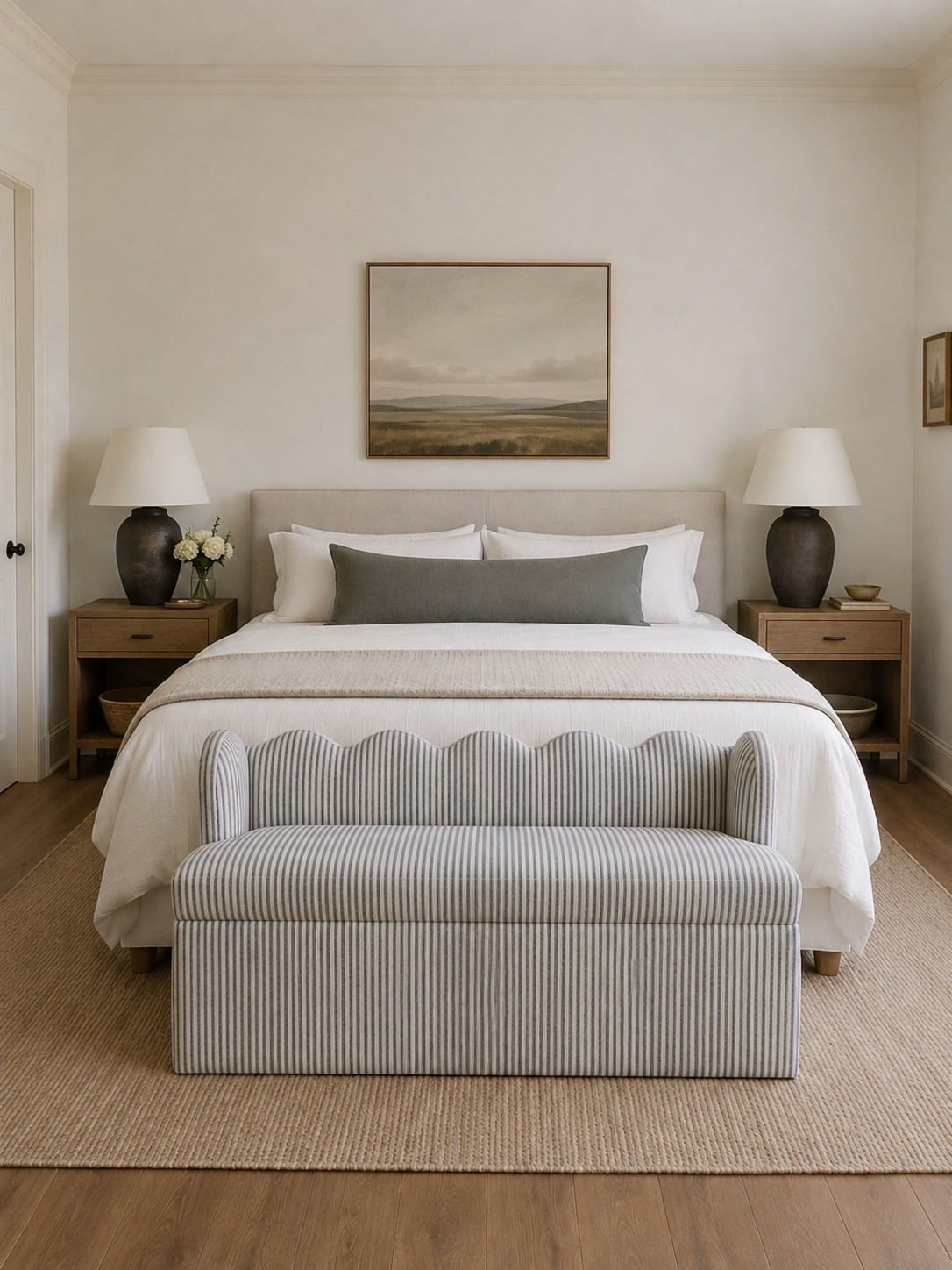 Adorable stripe + scallop storage bench!

#LTKHome #LTKSaleAlert
