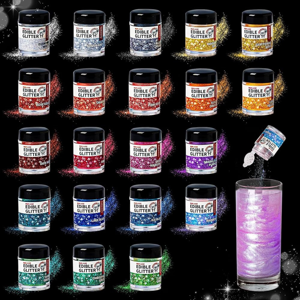 Fantastory Edible Glitter for Cocktails, Drinks, 21 Colors(3g) Luster Dust Edible for Beverage, W... | Amazon (US)